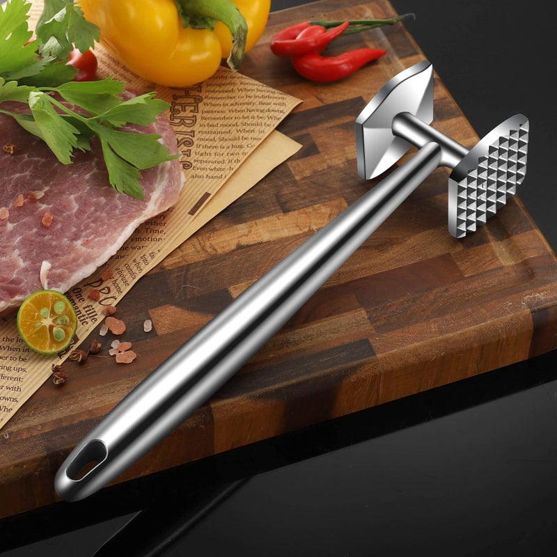 Aliglow Meat Tenderizer Hammer/Mallet Tool/Pounder For Tenderizing and Pounding Steak, Beef And Poultry. Solid Metal Construction With Comfort Grip Handle - Image 4